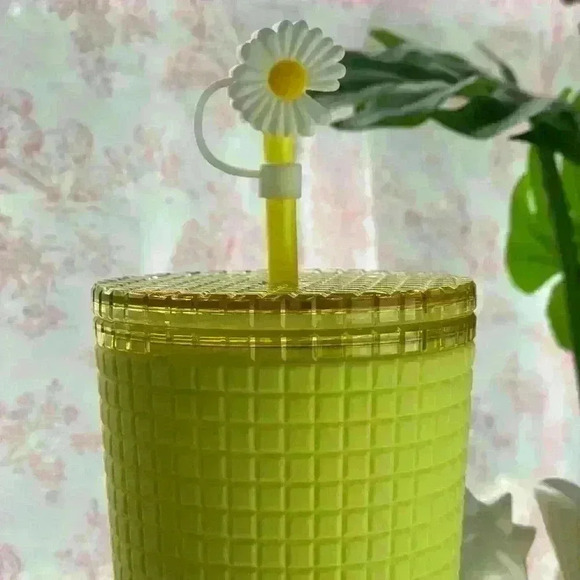 Starbucks Yellow grid 2023 Tumbler with Daisy straw topper - Picture 11 of 14